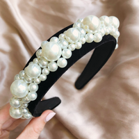 Pearl Cluster Headband - Black